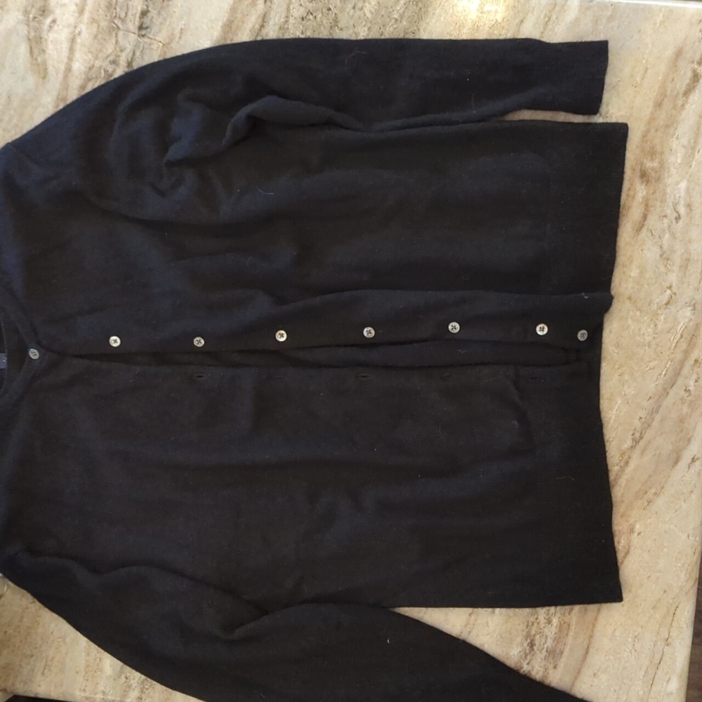 Lands' End, black, cashmere cardigan set, L